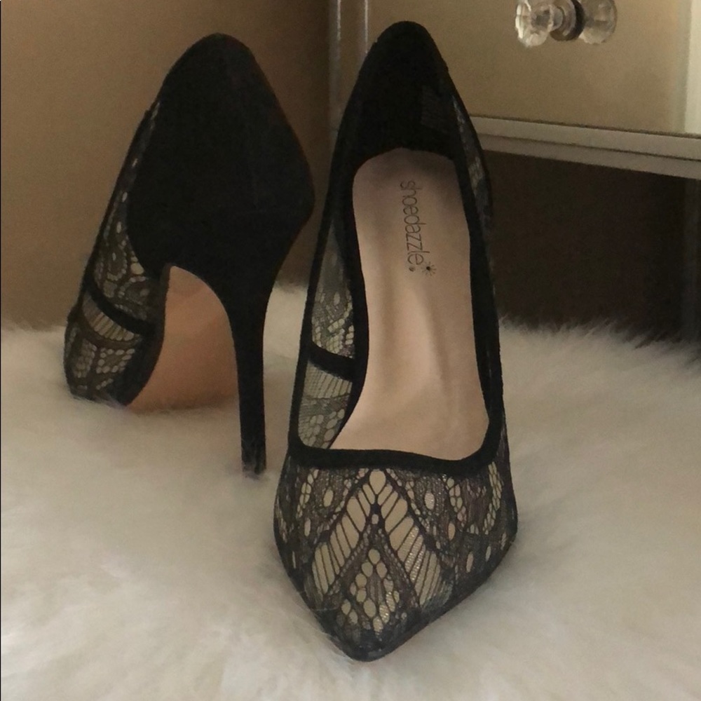 Brand new black lace high heels